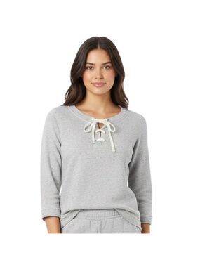TOMMY BAHAMA Cotton Gray Sweatshirt with Metallic Gold Details MEDIUM